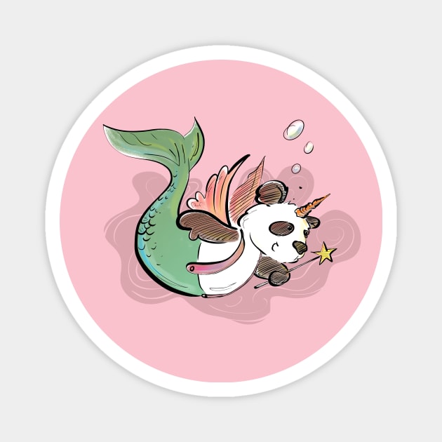 Unicorn Fairy Mer-Panda (Color) Magnet by Jason's Doodles